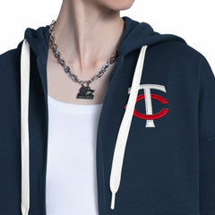 Minnesota Twins Starter Women's Wishbone Full-Zip Hoodie - Navy/Heather Gray Hoodies