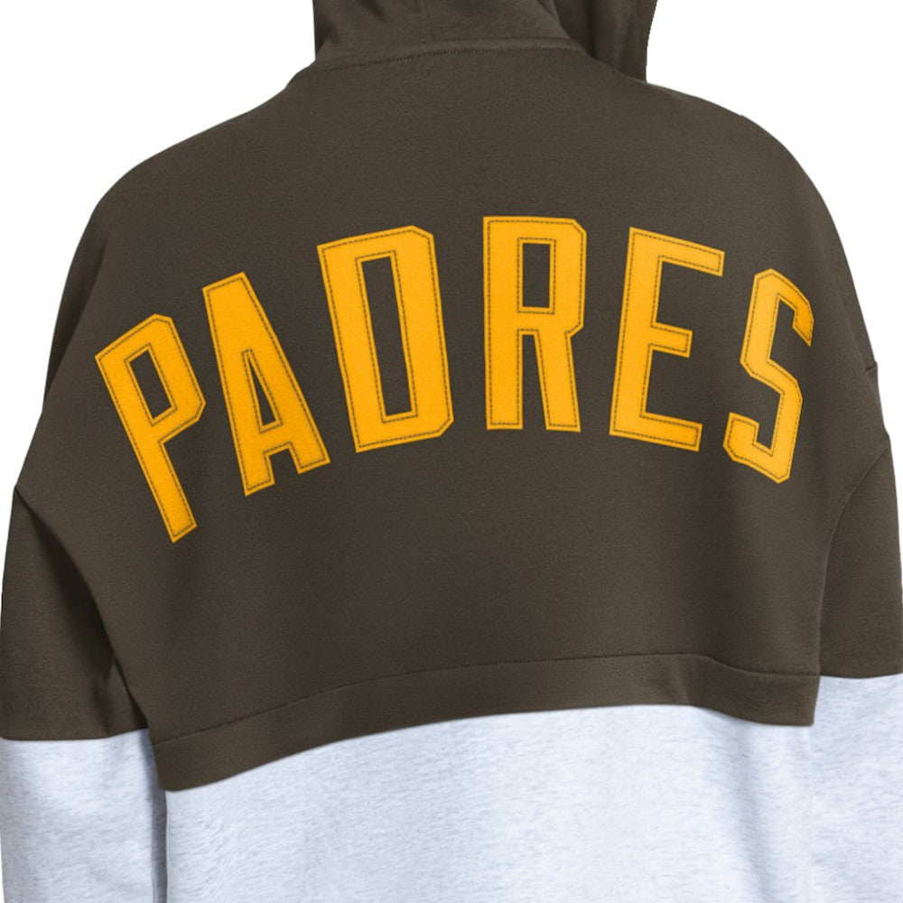 San Diego Padres Starter Women's Wishbone Full-Zip Hoodie - Brown/Heather Gray Hoodies