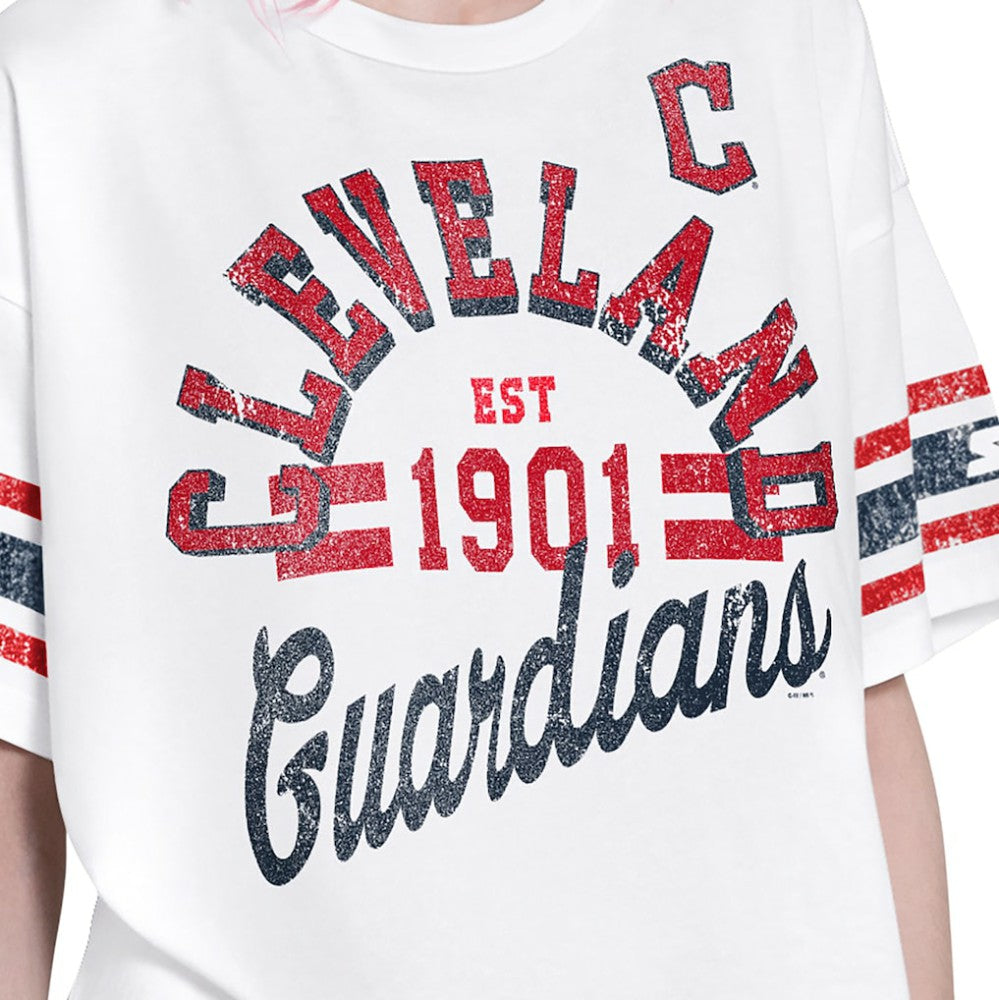 Cleveland Guardians Starter Women's Cropped Hurry Up Offense T-Shirt - White T-shirts