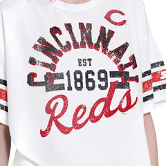 Cincinnati Reds Starter Women's Cropped Hurry Up Offense T-Shirt - White T-shirts