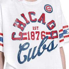 Chicago Cubs Starter Women's Cropped Hurry Up Offense T-Shirt - White T-shirts