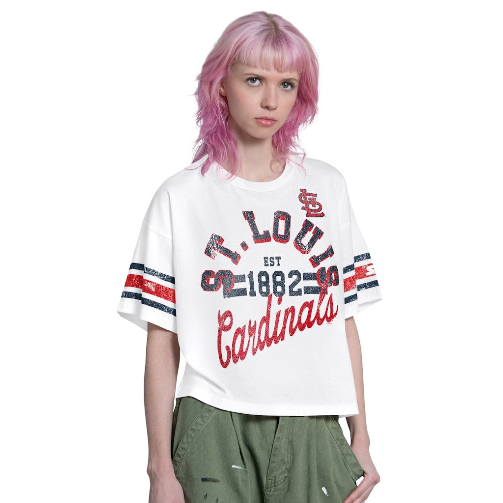 St. Louis Cardinals Starter Women's Cropped Hurry Up Offense T-Shirt - White T-shirts