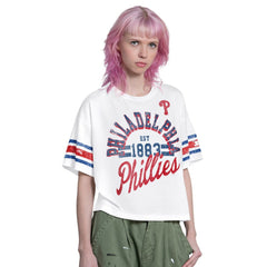 Philadelphia Phillies Starter Women's Cropped Hurry Up Offense T-Shirt - White T-shirts