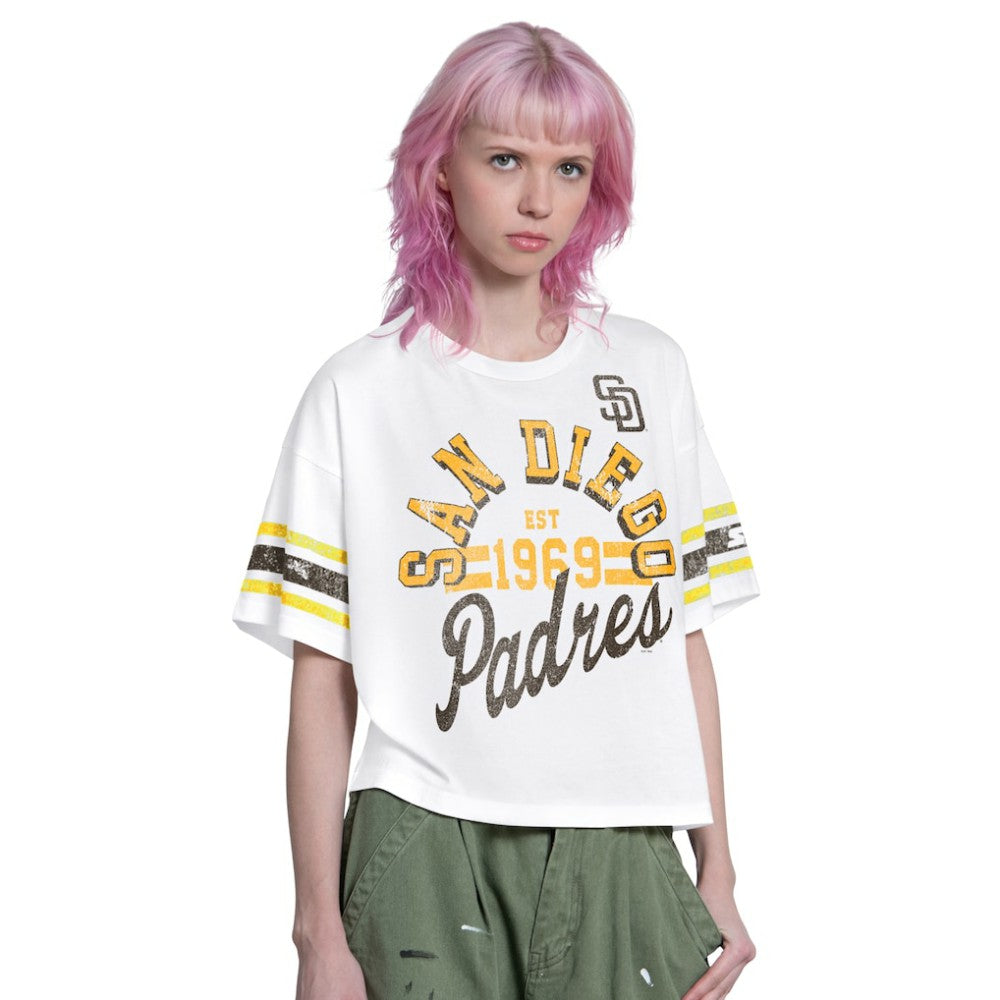 San Diego Padres Starter Women's Cropped Hurry Up Offense T-Shirt - White T-shirts