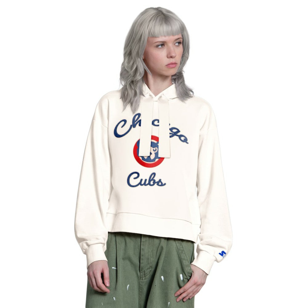 Chicago Cubs Starter Women's Baseline Hoodie Sweatshirt - Cream Hoodies