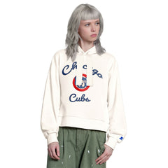 Chicago Cubs Starter Women's Baseline Hoodie Sweatshirt - Cream Hoodies