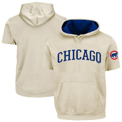 Chicago Cubs Profile Big & Tall Contrast Short Sleeve Hoodie - Cream Hoodies