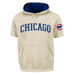 Chicago Cubs Profile Big & Tall Contrast Short Sleeve Hoodie - Cream Hoodies