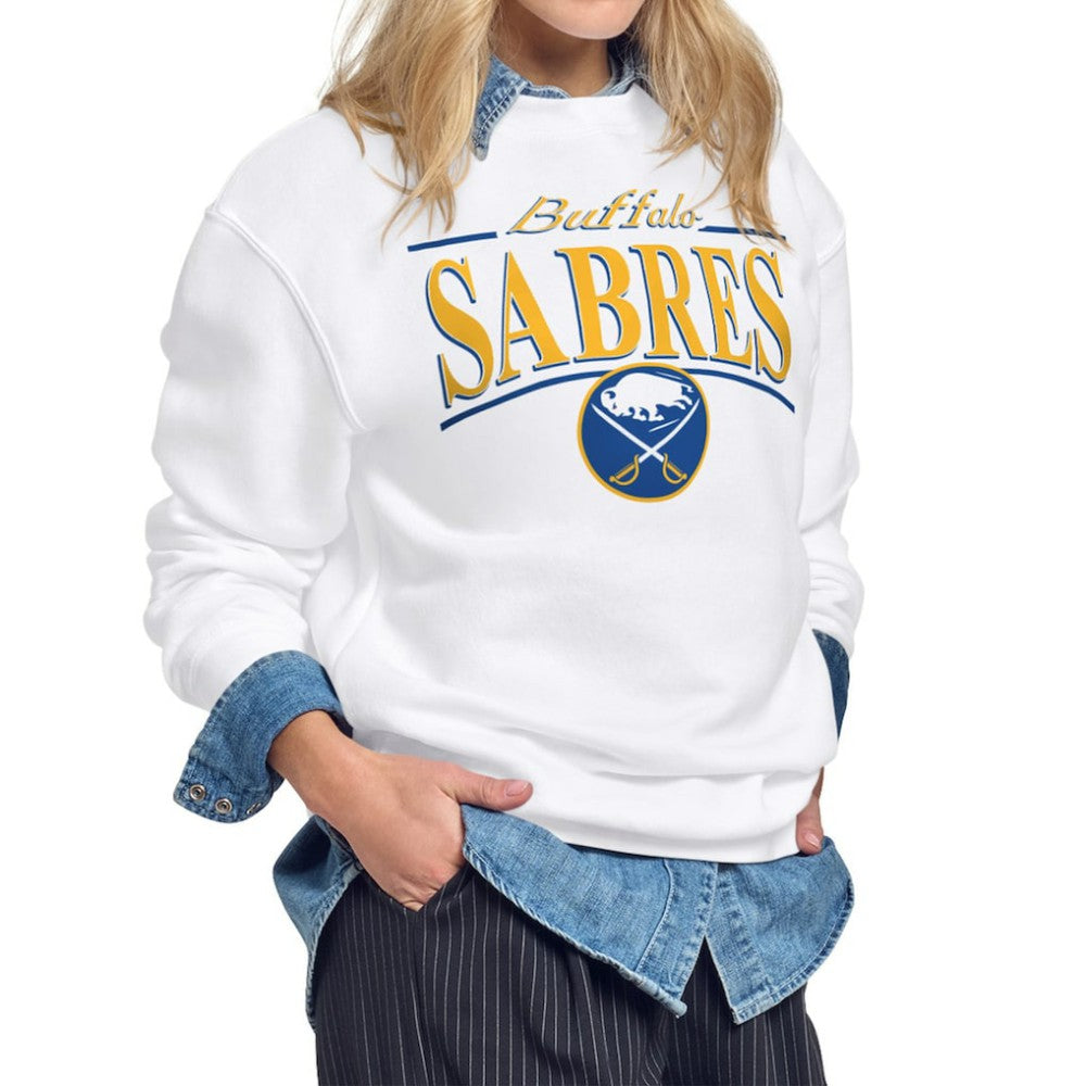NHL Buffalo Sabres Starter Women's Arch Stripe Fleece Sweatshirt - White