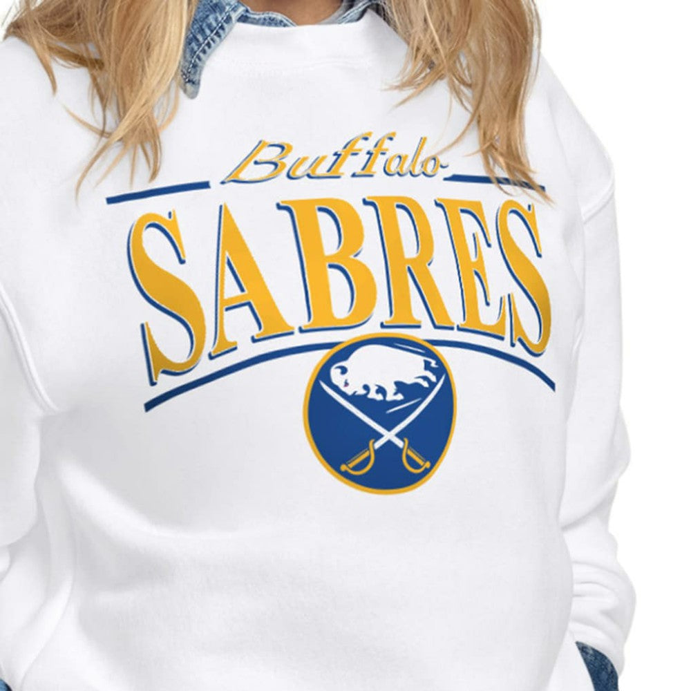 NHL Buffalo Sabres Starter Women's Arch Stripe Fleece Sweatshirt - White