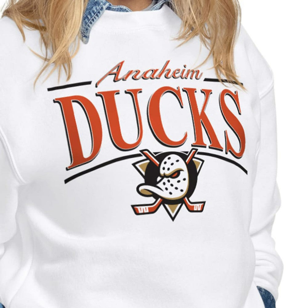NHL Anaheim Ducks Starter Women's Arch Stripe Fleece Sweatshirt - White