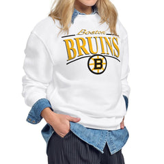 NHL Boston Bruins Starter Women's Arch Stripe Fleece Sweatshirt - White