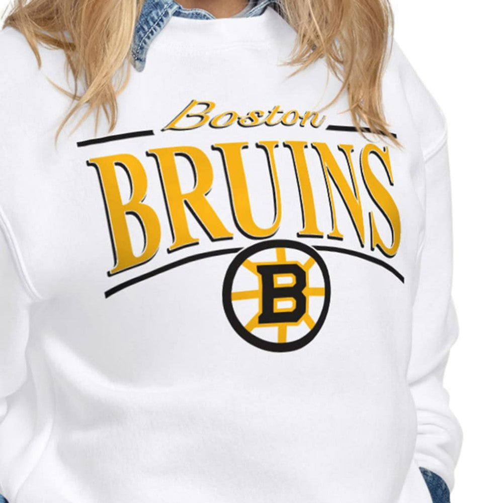 NHL Boston Bruins Starter Women's Arch Stripe Fleece Sweatshirt - White