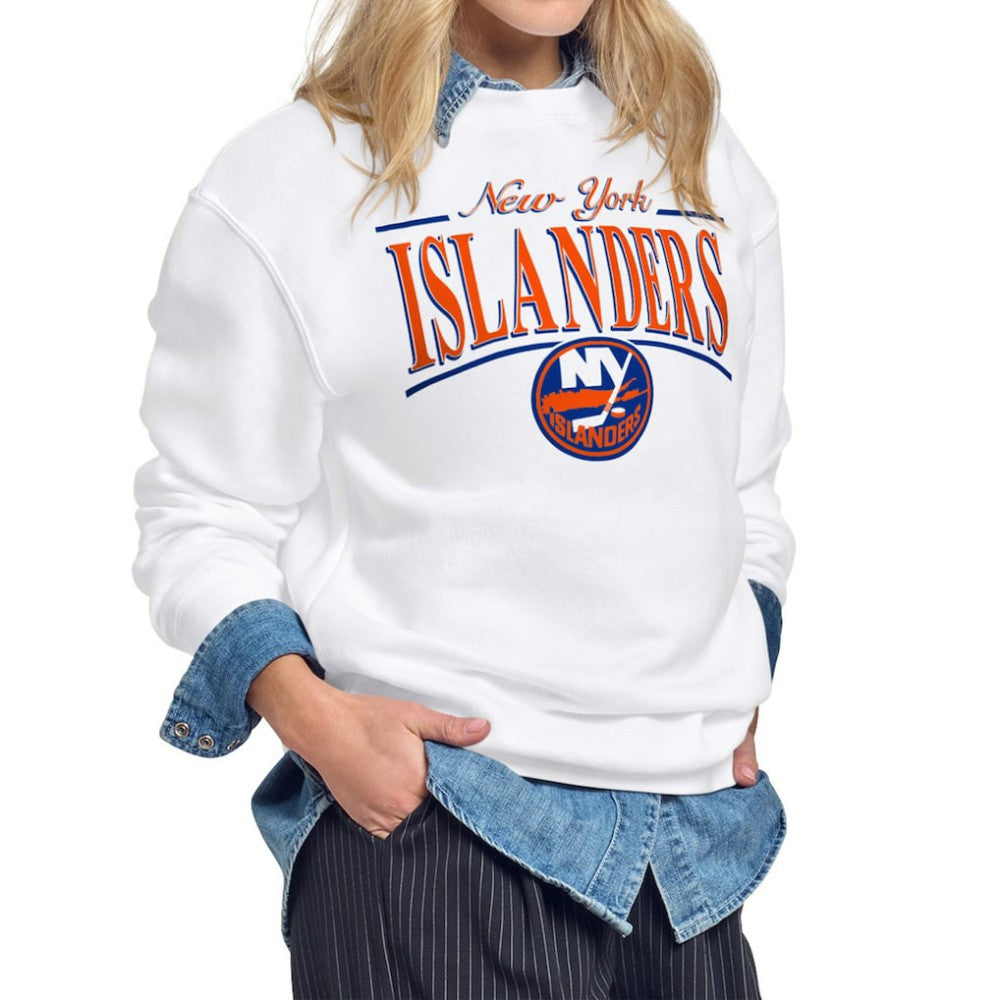 NHL New York Islanders Starter Women's Arch Stripe Fleece Sweatshirt - White