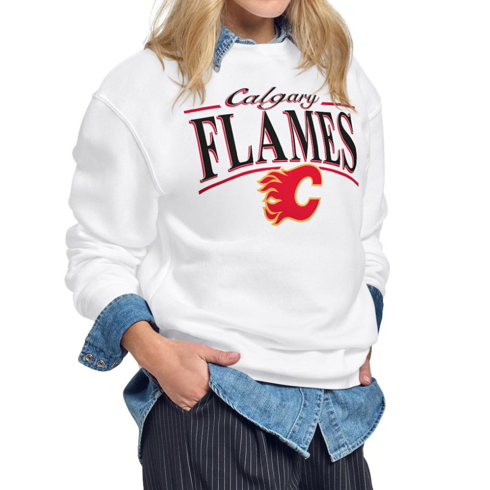 NHL Calgary Flames Starter Women's Arch Stripe Fleece Sweatshirt - White
