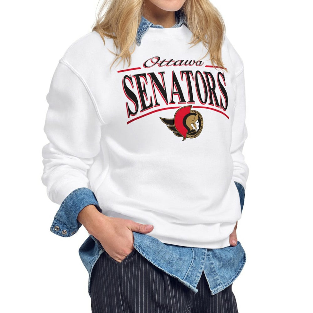 NHL Ottawa Senators Starter Women's Arch Stripe Fleece Sweatshirt - White