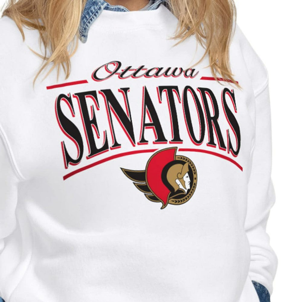 NHL Ottawa Senators Starter Women's Arch Stripe Fleece Sweatshirt - White