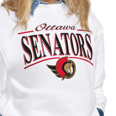 NHL Ottawa Senators Starter Women's Arch Stripe Fleece Sweatshirt - White