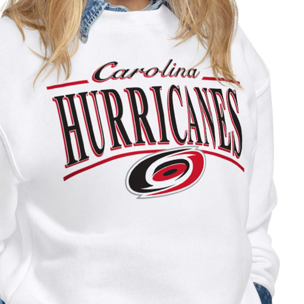 NHL Carolina Hurricanes Starter Women's Arch Stripe Fleece Sweatshirt - White