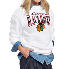 NHL Chicago Blackhawks Starter Women's Arch Stripe Fleece Sweatshirt - White