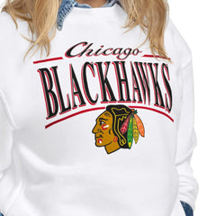 NHL Chicago Blackhawks Starter Women's Arch Stripe Fleece Sweatshirt - White