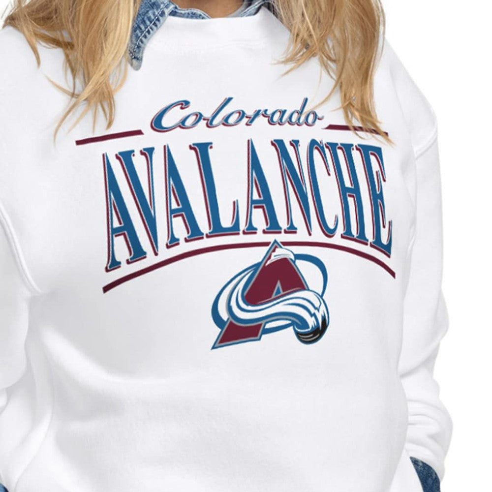 NHL Colorado Avalanche Starter Women's Arch Stripe Fleece Sweatshirt - White