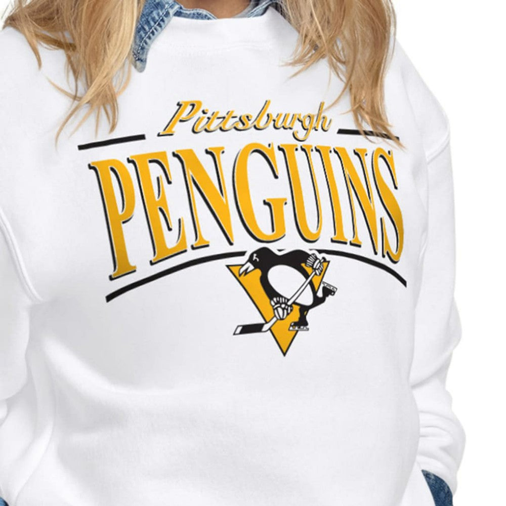 NHL Pittsburgh Penguins Starter Women's Arch Stripe Fleece Sweatshirt - White