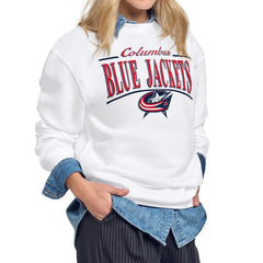 NHL Columbus Blue Jackets Starter Women's Arch Stripe Fleece Sweatshirt - White