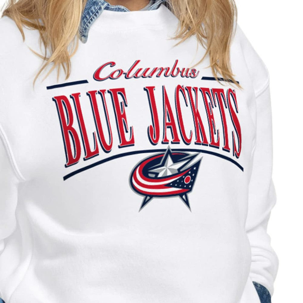 NHL Columbus Blue Jackets Starter Women's Arch Stripe Fleece Sweatshirt - White