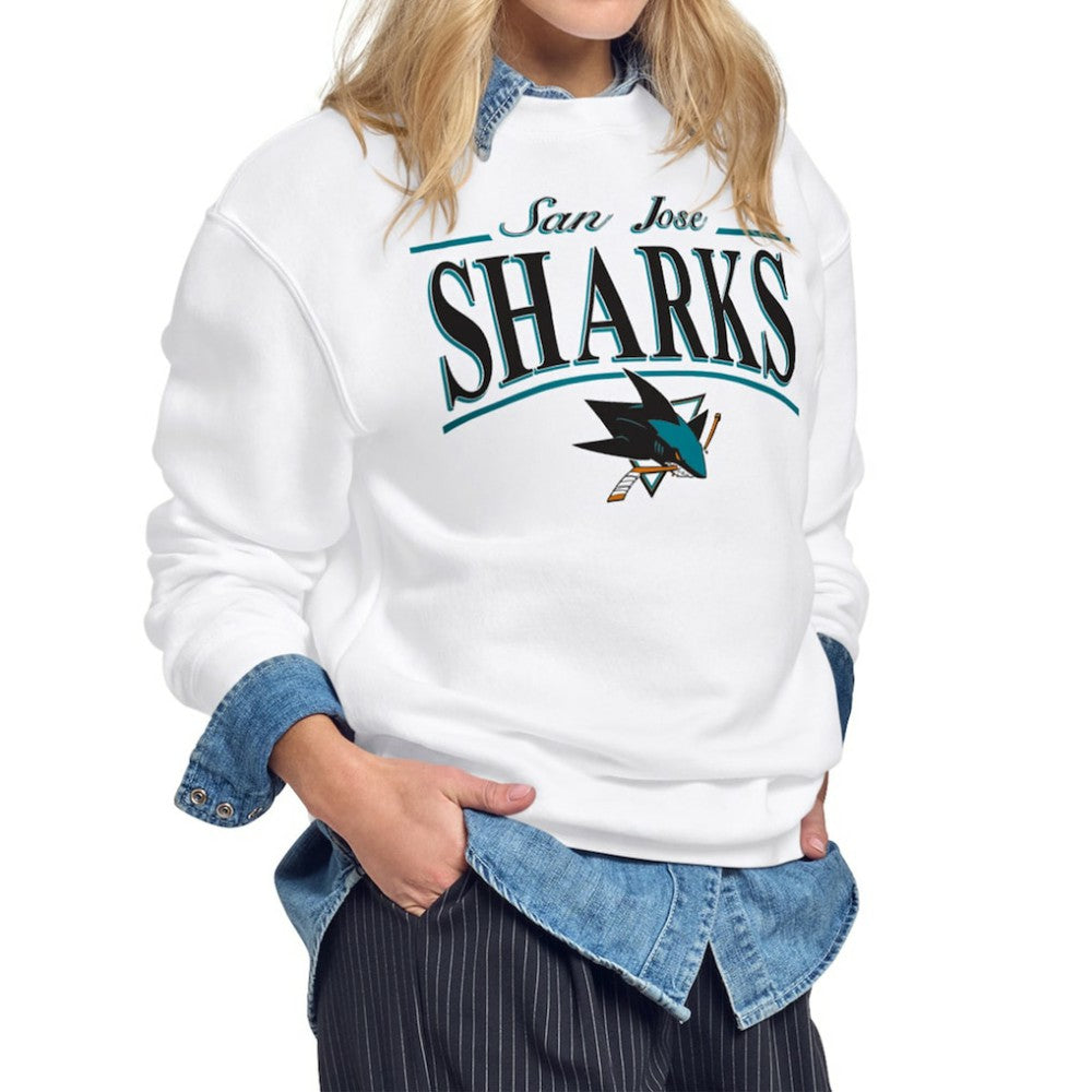 NHL San Jose Sharks Starter Women's Arch Stripe Fleece Sweatshirt - White