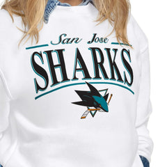 NHL San Jose Sharks Starter Women's Arch Stripe Fleece Sweatshirt - White