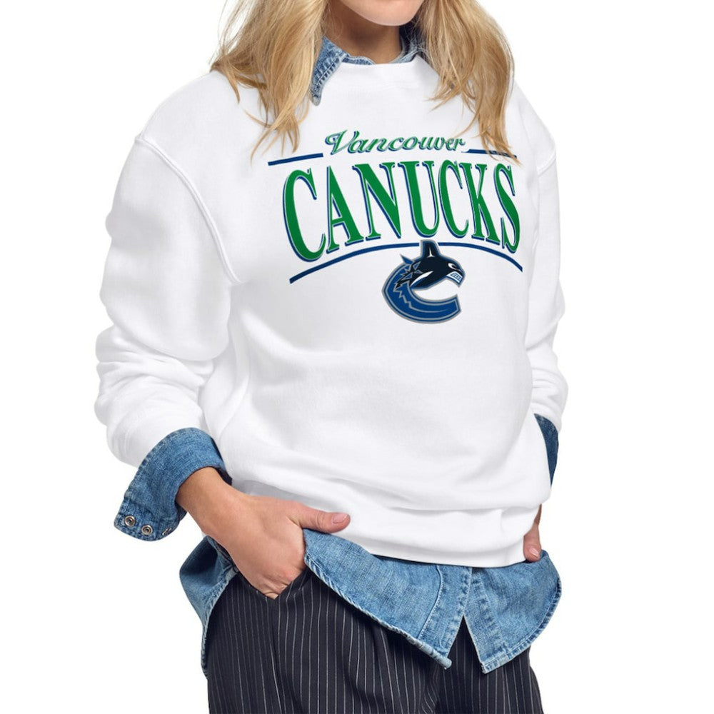 NHL Vancouver Canucks Starter Women's Arch Stripe Fleece Sweatshirt - White