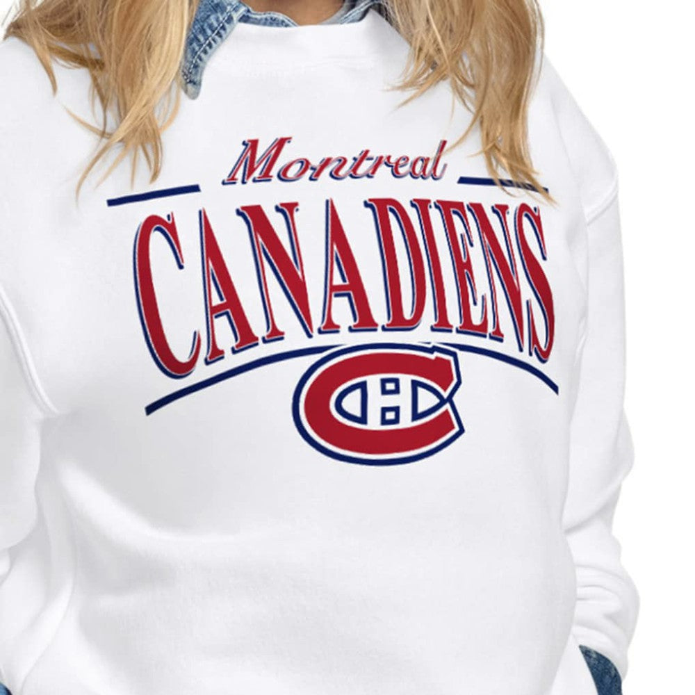 NHL Montreal Canadiens Starter Women's Arch Stripe Fleece Sweatshirt - White