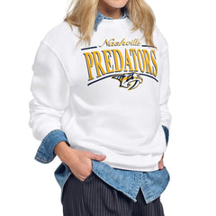 NHL Nashville Predators Starter Women's Arch Stripe Fleece Sweatshirt - White