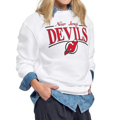 NHL New Jersey Devils Starter Women's Arch Stripe Fleece Sweatshirt - White