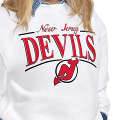 NHL New Jersey Devils Starter Women's Arch Stripe Fleece Sweatshirt - White