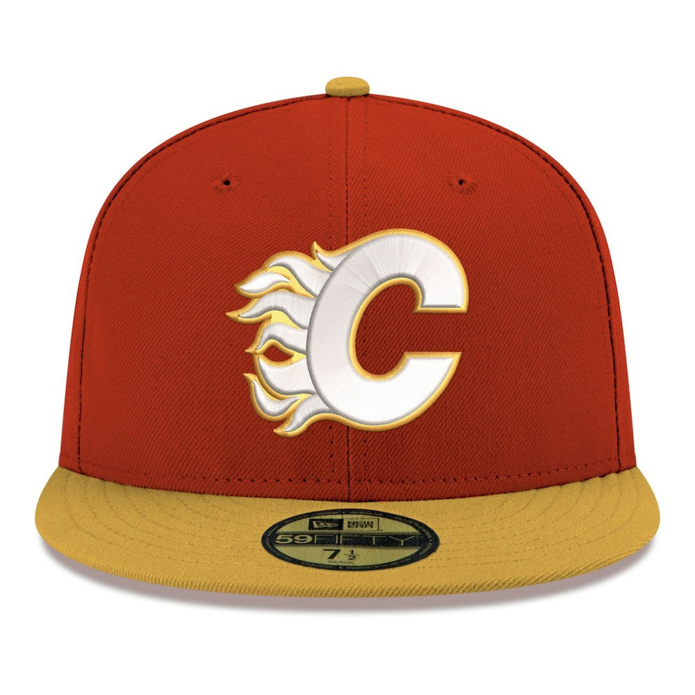 NHL Calgary Flames New Era Core Logo Two-Tone 59FIFTY Fitted Hat - Red
