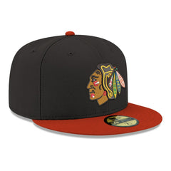 NHL Chicago Blackhawks New Era Core Logo Two-Tone 59FIFTY Fitted Hat - Black
