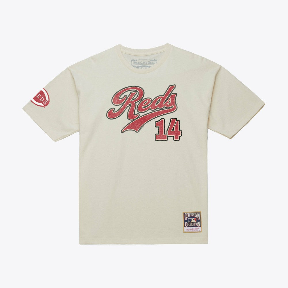 Pete Rose Cincinnati Reds Mitchell & Ness Cooperstown Collection Throwback Name & Number T-Shirt - Cream T-shirts