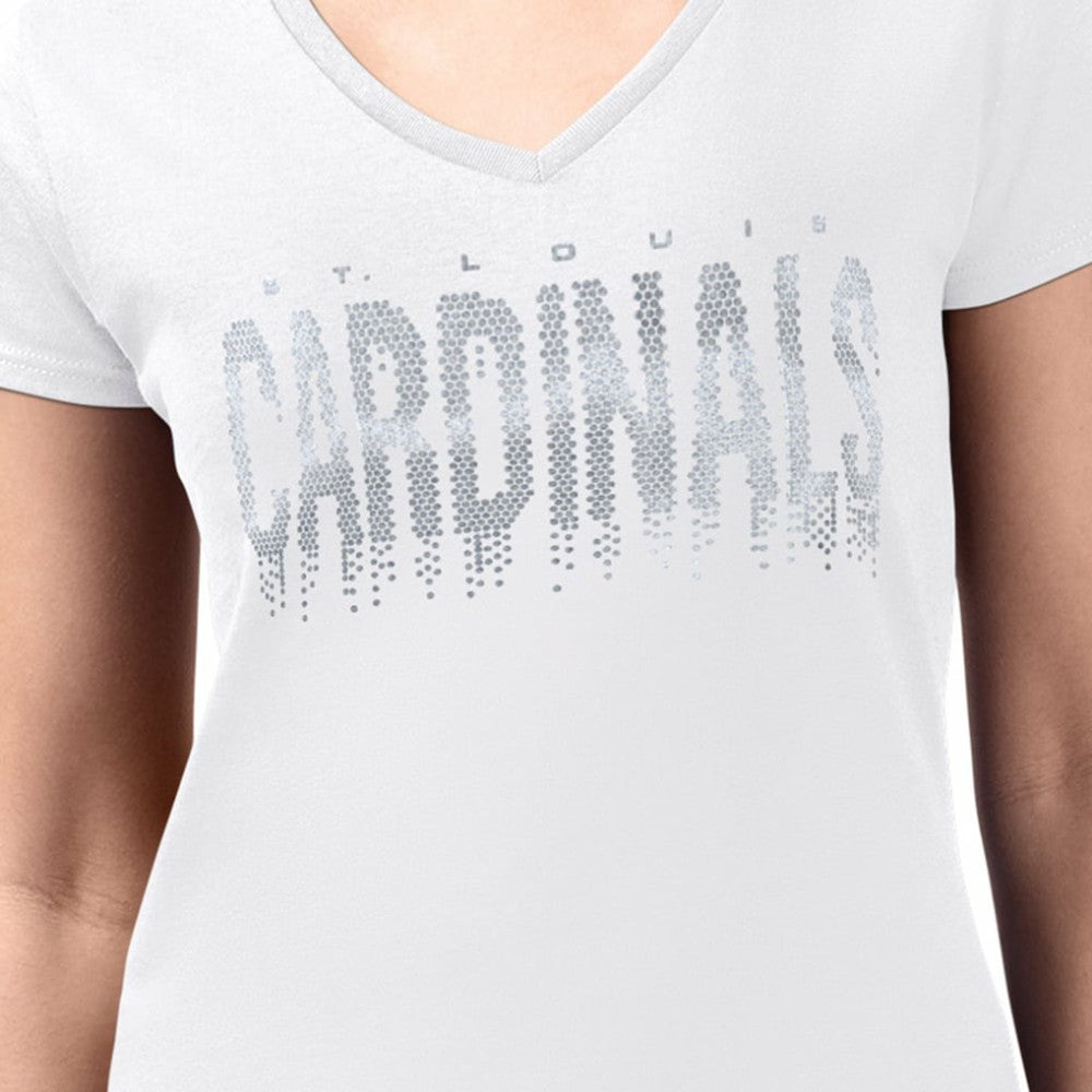 St. Louis Cardinals G-III 4Her by Carl Banks Women's Metallic Drop Lightweight V-Neck T-Shirt - White T-shirts