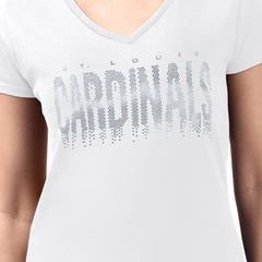 St. Louis Cardinals G-III 4Her by Carl Banks Women's Metallic Drop Lightweight V-Neck T-Shirt - White T-shirts