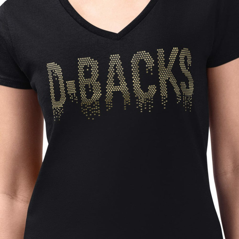 Arizona Diamondbacks G-III 4Her by Carl Banks Women's Metallic Drop Lightweight V-Neck T-Shirt - Black T-shirts
