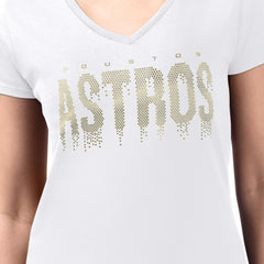 Houston Astros G-III 4Her by Carl Banks Women's Metallic Drop Lightweight V-Neck T-Shirt - White T-shirts