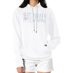 Washington Nationals G-III 4Her by Carl Banks Women's Metallic Drop Fleece Hoodie - White Hoodies