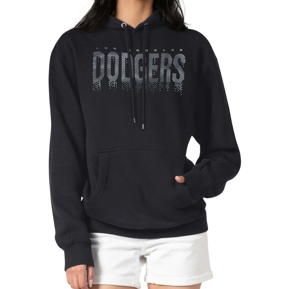 Los Angeles Dodgers G-III 4Her by Carl Banks Women's Metallic Drop Fleece Hoodie - Black Hoodies
