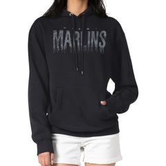 Miami Marlins G-III 4Her by Carl Banks Women's Metallic Drop Fleece Hoodie - Black Hoodies