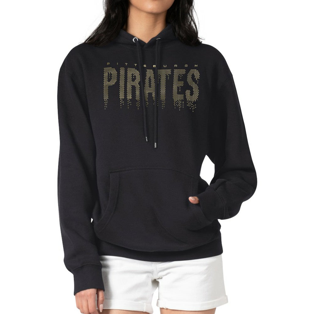 Pittsburgh Pirates G-III 4Her by Carl Banks Women's Metallic Drop Fleece Hoodie - Black Hoodies