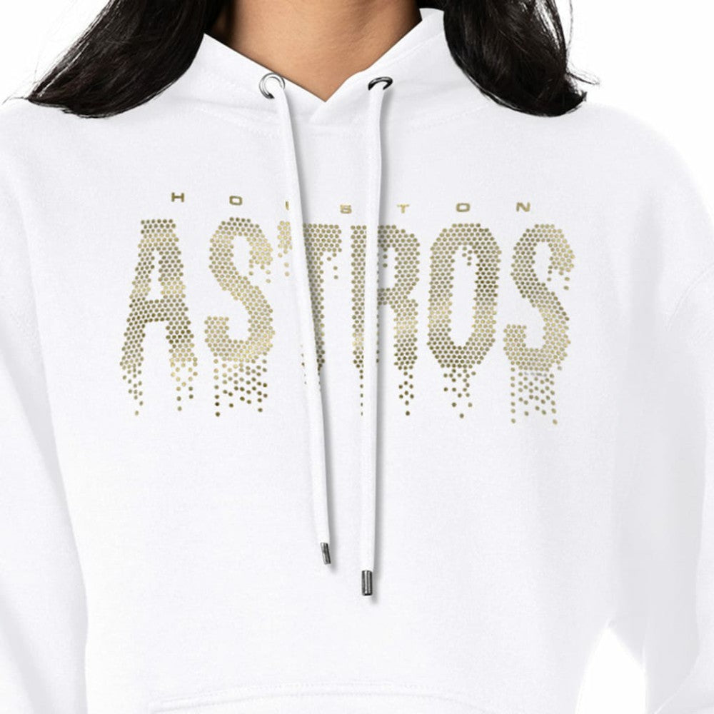 Houston Astros G-III 4Her by Carl Banks Women's Metallic Drop Fleece Hoodie - White Hoodies