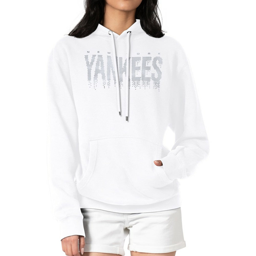 New York Yankees G-III 4Her by Carl Banks Women's Metallic Drop Fleece Hoodie - White Hoodies