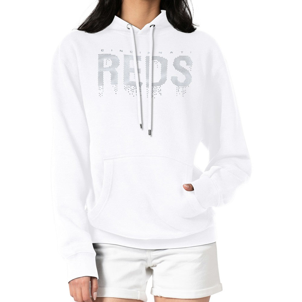 Cincinnati Reds G-III 4Her by Carl Banks Women's Metallic Drop Fleece Hoodie - White Hoodies